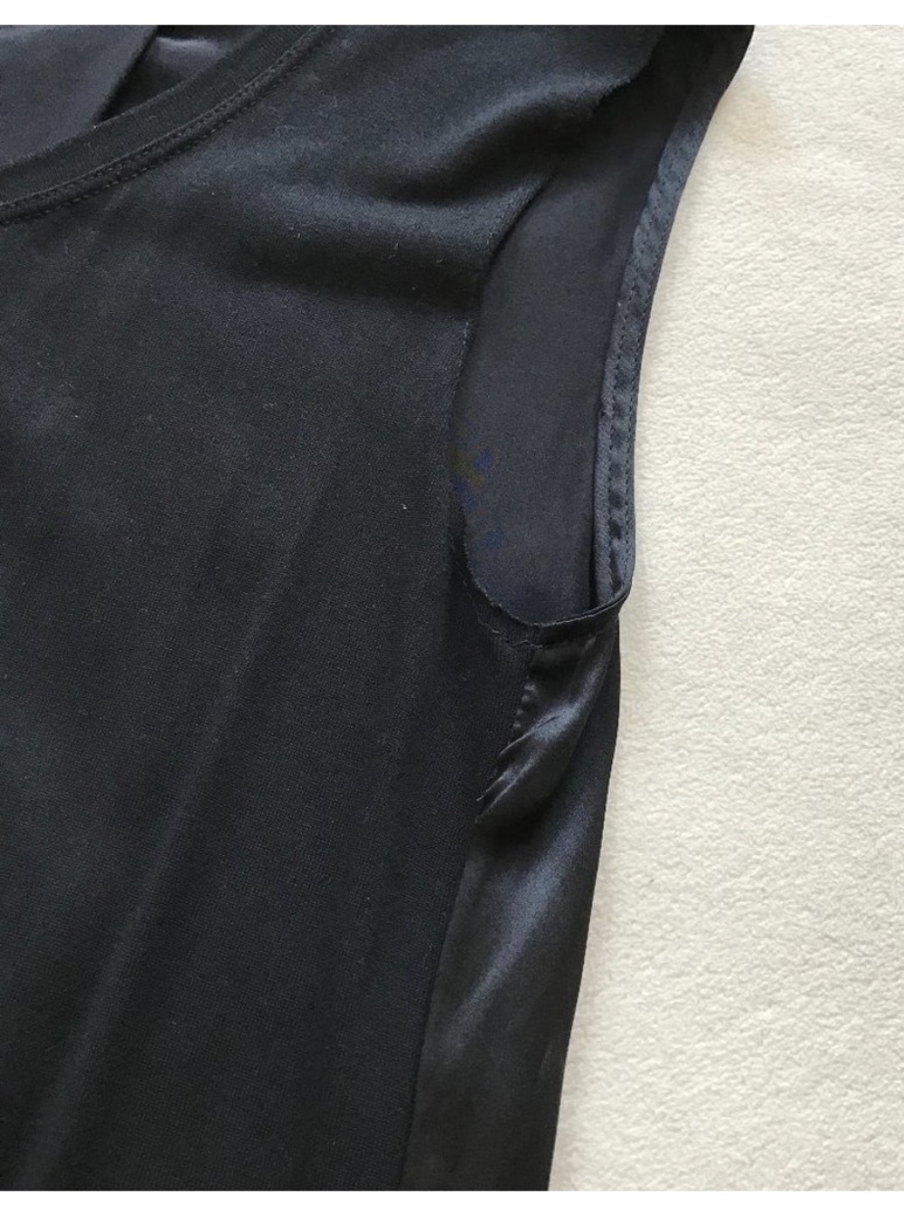 Raquel Allegra Black Silk Tunic Top Sleeveless Pleated Raw Hem Size 1 Small - Picture 6 of 12